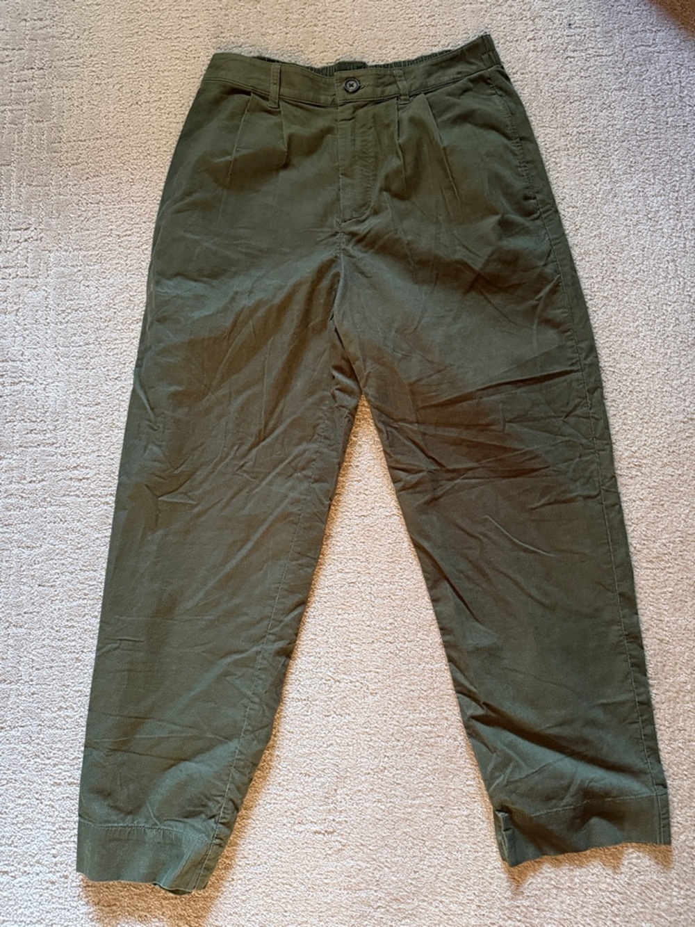 Universal Thread Olive Green Pleated High-Rise Corduroy Trousers